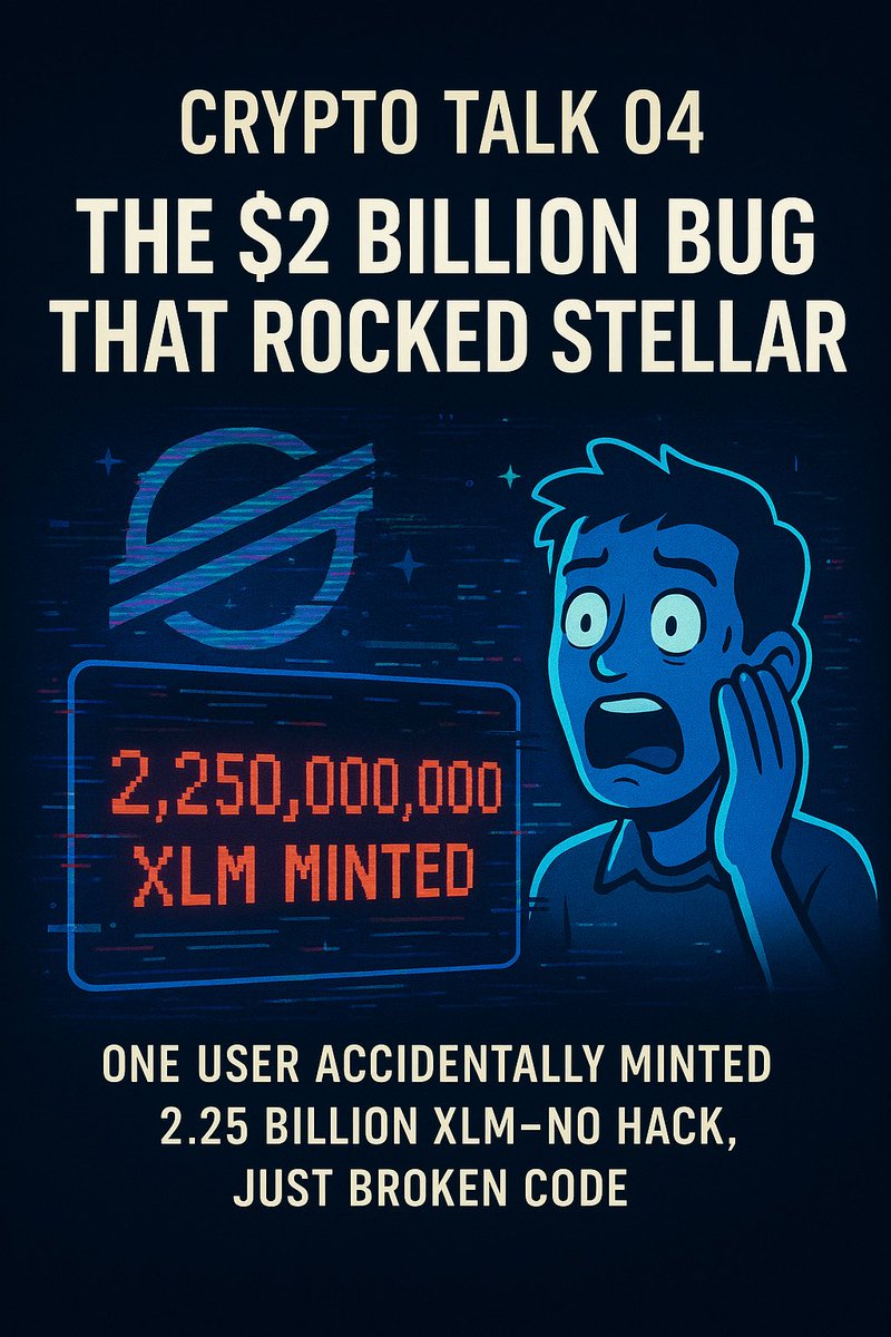 TheopilusE's tweet image. Crypto Talk 04: The $2 Billion Stellar Glitch
Back in 2017, one of the most astonishing mistakes in crypto history quietly happened on the Stellar network.
A user accidentally created 2.25 billion XLM, valued at over $2 billion at the time.
This was done without, hacking, no…