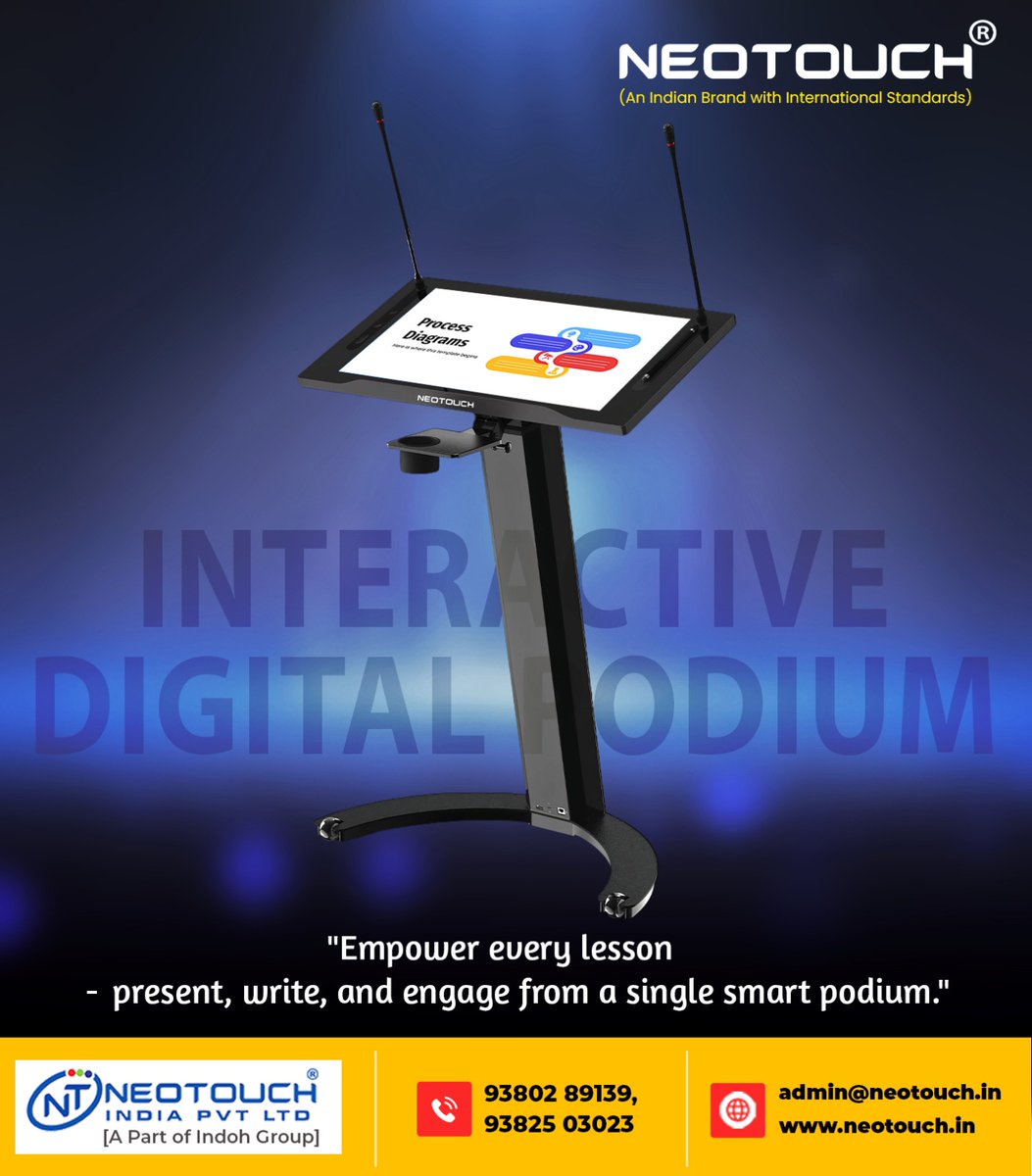 Neotouch2024's tweet image. &quot;First impressions matter – make yours smart!
NeoTouch Digital Podium – For dynamic presentations and engaging lessons.

📞 9629361872
📧 admin@neotouch.in

#InteractivePodium #ClassroomTech #NeoTouch #digitalpodium #touchscreen #withmic #interactivepanel #interactiveflatpanel
