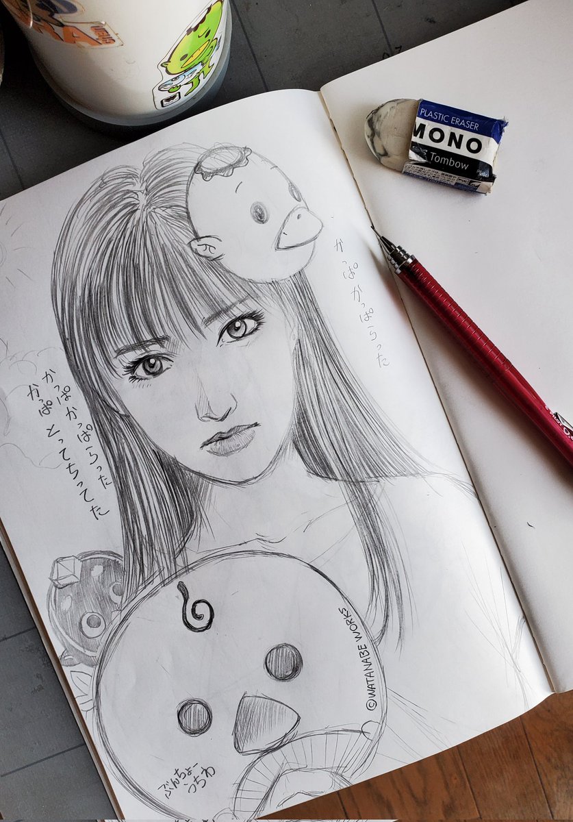 point6G's tweet image. 暑いので猫達と部屋で落書きしてる。
2ヵ月ほど前に釣りに行った千葉の砂浜でついてきて離れなかったキジトラの子猫が家族に加わりました。
名前は『布良(めら)』
先住猫のクロちゃんと、何となく仲良く暮らしています。