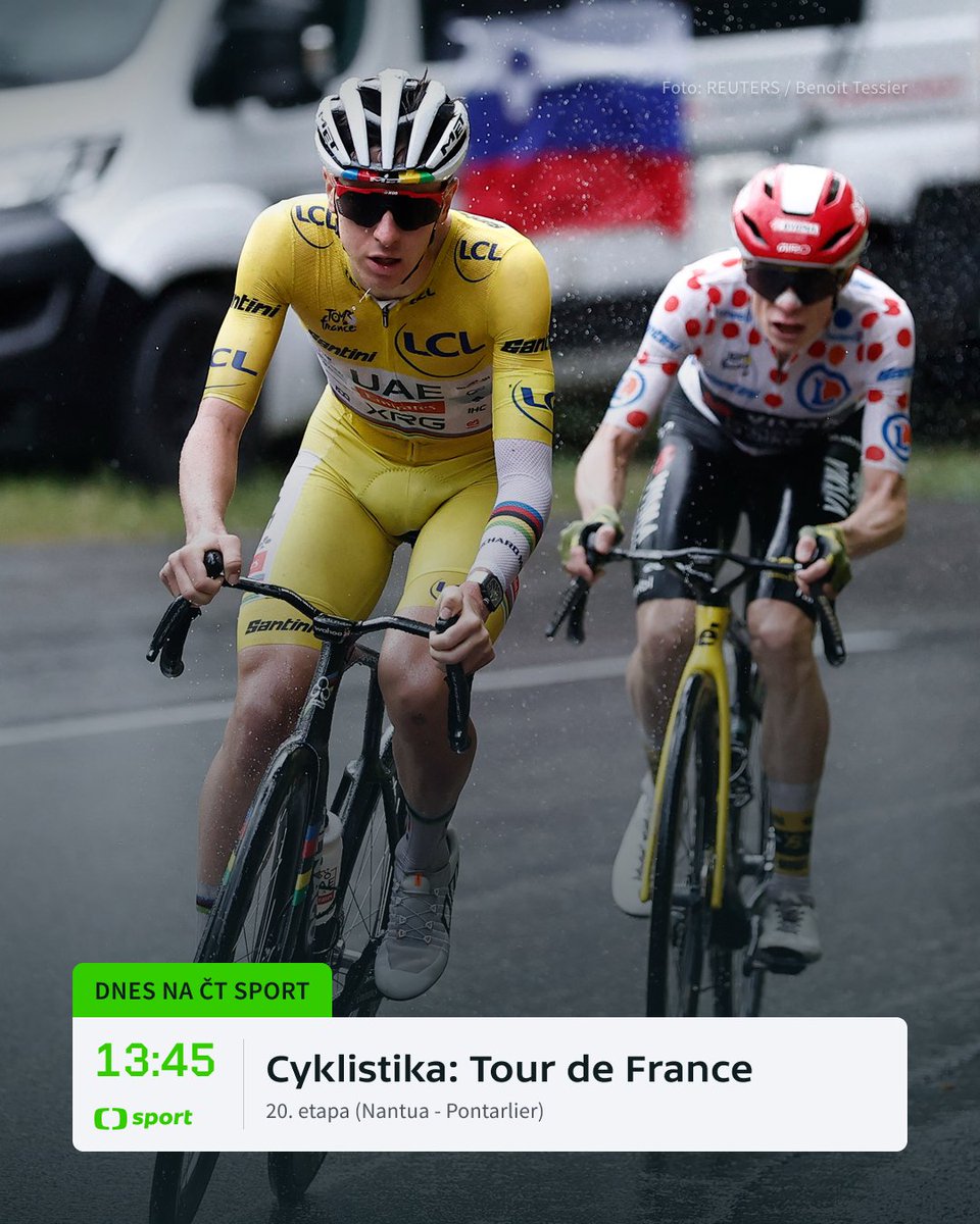 sportCT's tweet image. Ještě jedna zkouška před pařížským finále. 🙏 Bude se radovat únik nebo některý z jezdců na celkové pořadí? 🚴♂️
Přímý přenos 20. etapy Tour de France sledujte od 13:45 na ČT sport a ČT sport Plus. 📺