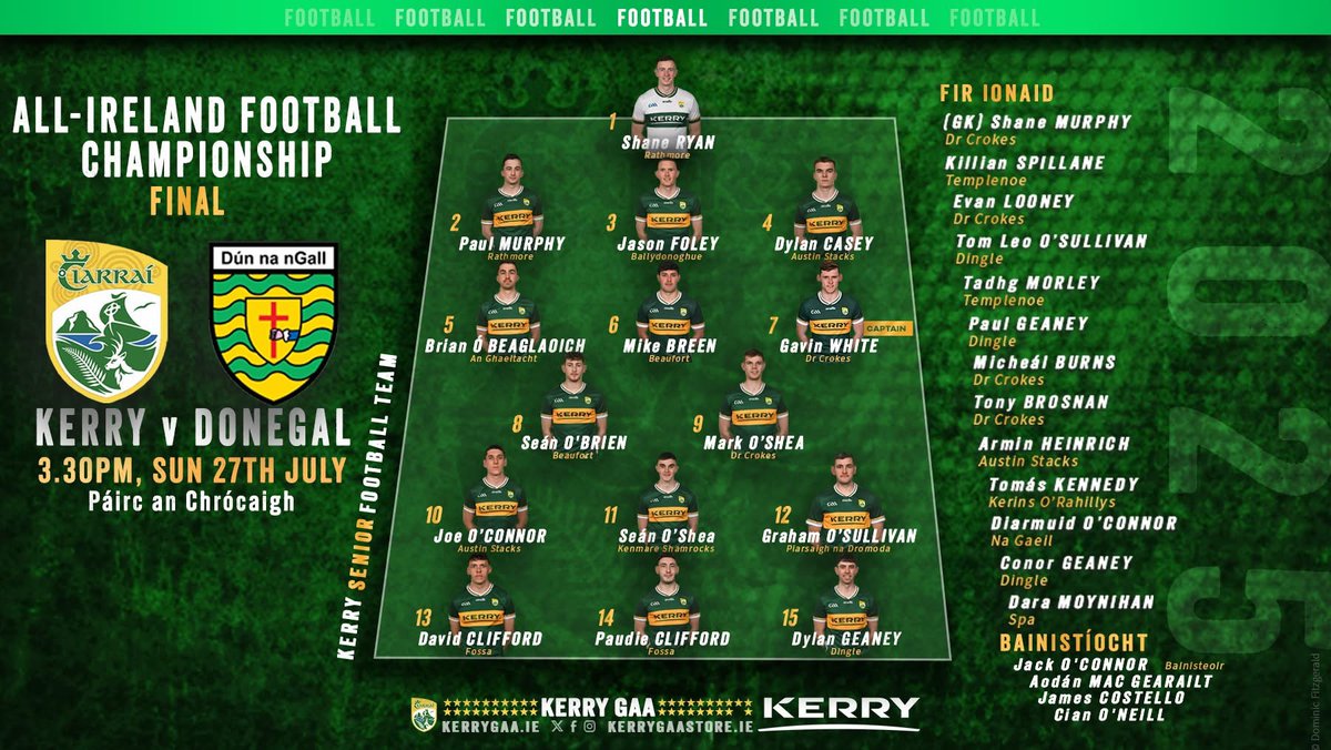 SkelligRangers's tweet image. Best of luck to Jack O’ Connor, Graham O’ Sullivan of CLG Piarsaigh na Dromoda and to Kerry in the All-Ireland final on Sunday.
Get all the latest news on the Skellig Rangers GAA app member.clubspot.app/club/skellig-r…
