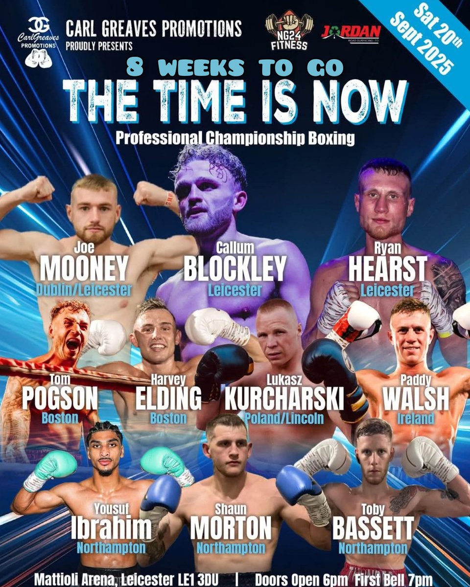 BoxingTicketsNI's tweet image. 8 weeks to go
Joe Mooney & Paddy Walsh both feature on the Carl Greaves Promotions "The Time Is now" card at the Mattiolo arena in Leicester
No opponents confirmed for either fighter as yet