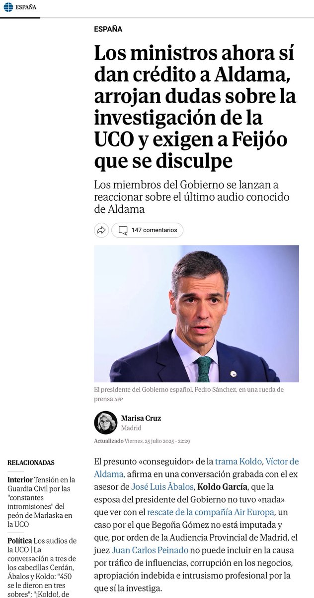 Jagarciar14's tweet image. Sensatez en el PSOE? Creen a Aldama? Saldrán hoy los Ministros en tromba y sincronizados?