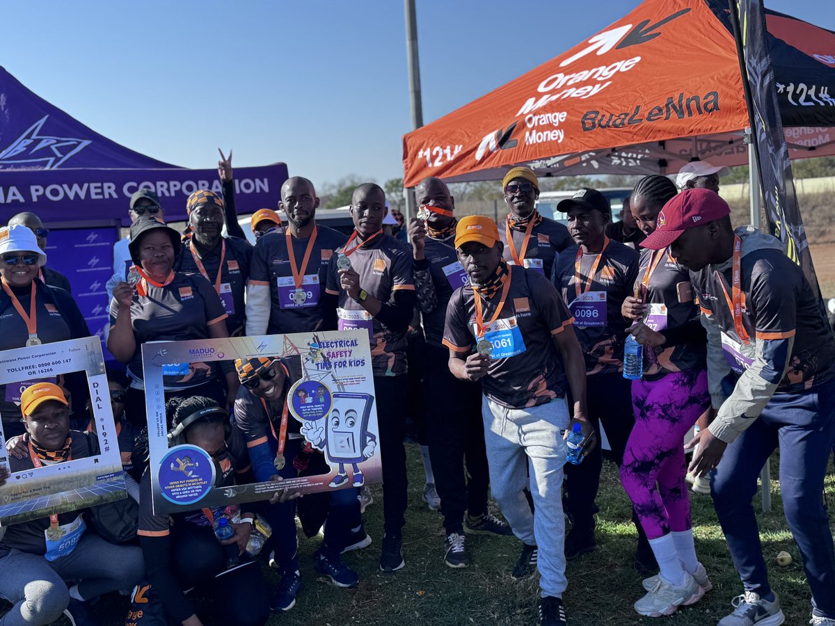 BPCBw's tweet image. 🏃 BPC at the 2025 Orange Phikwe National Marathon
It’s not just running - It’s powering a nation!

#FitForWork

⚡ Report Electrical Faults:
📞 Toll-Free: 0800 600 147 or 16266

📱 Self-Service: Dial *192#

Powering Botswana to Prosperity