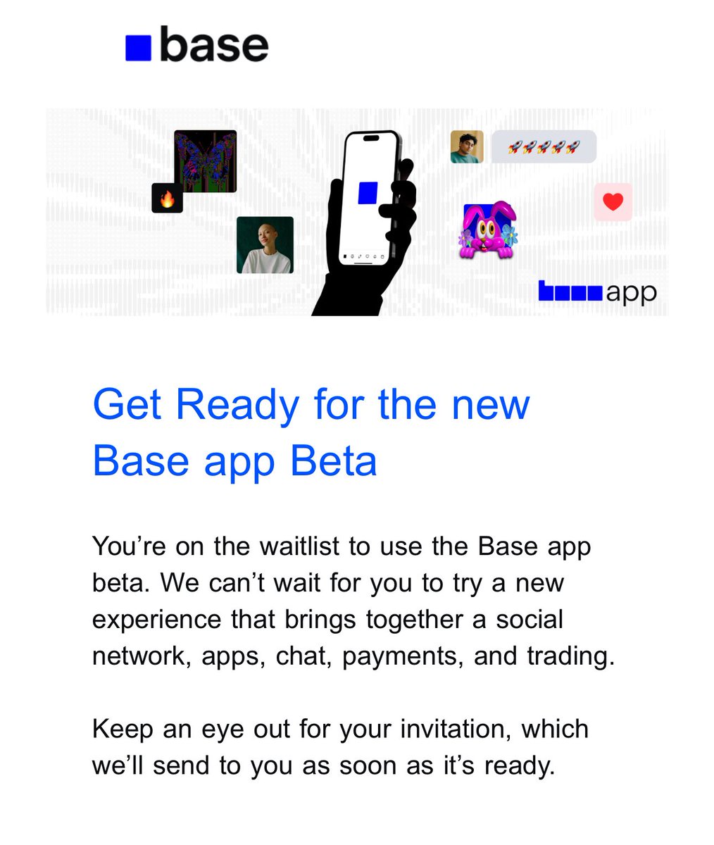 MickfromEU's tweet image. I receive this email from @baseapp
How long do we have to wait to receive the Base app Beta ?