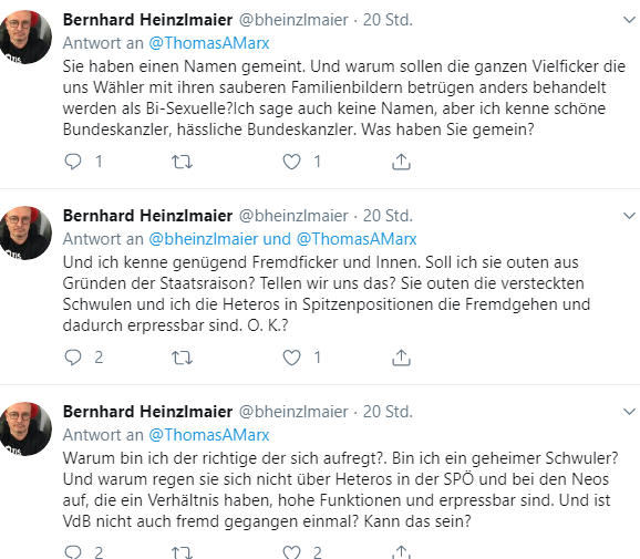 Das ist Herr Bernhard Heinzlmaier.
Er schreibt für ein Elaborat namens #Exxpress, das ungeheuerlicherweise jetzt auch noch gefördert wird. Von unserem Geld. Man kann nicht soviel essen, wie man kotzen möchte.