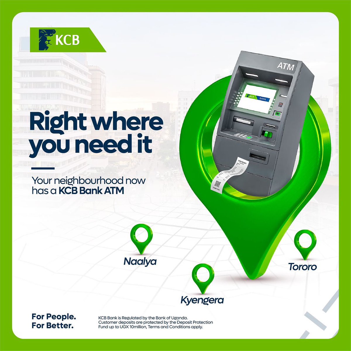 kcbbankug's tweet image. Naalya, Kyengera, and Tororo!
We are bringing convenient banking services right to your neighborhood with our brand-new ATMs.
No more long queues. Our new ATMs are here to offer you ultimate convenience with:
24/7 Cash Withdrawals
Balance Inquiries
Mini-Statements and more.…