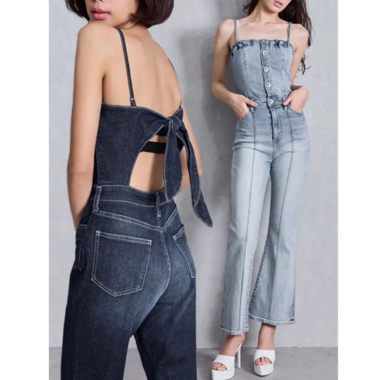 【土日限定値下げ】GYDA デニムロンパース BACKリボンデニムロンパース[品番：MKSW0062453]｜GYDA