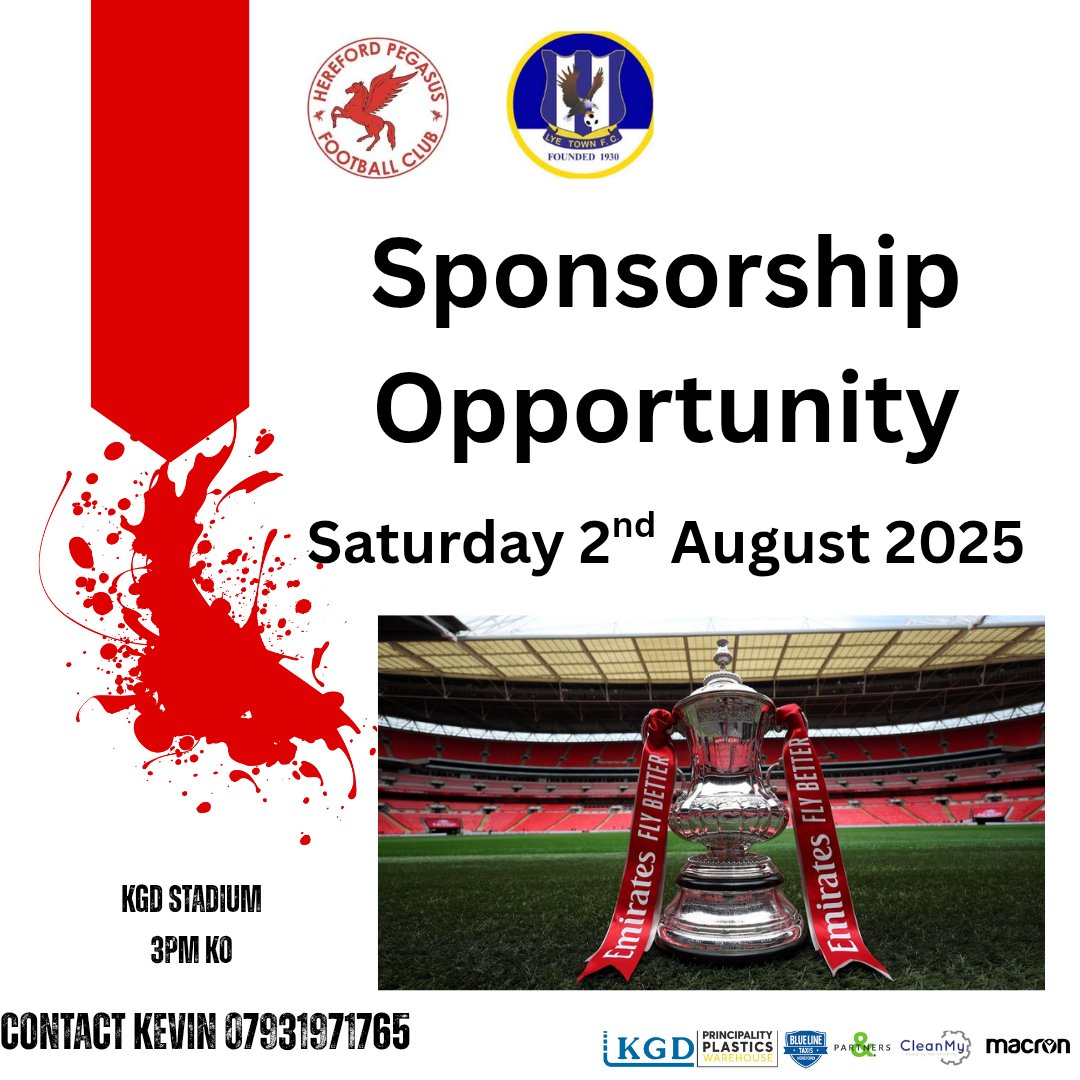 Hereford Pegasus FC (@herefordpegasus) on Twitter photo We have a great opportunity to sponsor our FA cup game vs <a href="/lyetownfc1930/">Lye Town Football Club</a>. Also you will enjoy our excellent hospitality. We have a great opportunity to sponsor our FA cup game vs <a href="/lyetownfc1930/">Lye Town Football Club</a>. Also you will enjoy our excellent hospitality.