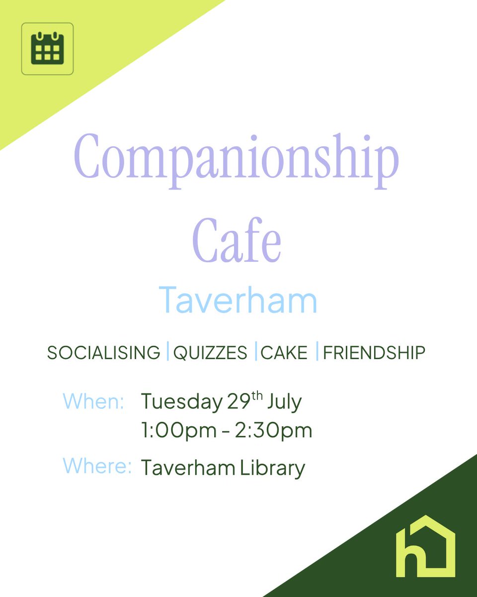 ☕ It's Companionship Cafe time again!  Join us on Tuesday at Taverham Library for warm drinks, friendly faces and great conversation.  Whether you're coming on your own or bringing a friend, everyone is welcome.

🗓️ Tuesday 29th July
🕑 1pm - 2:30pm
📍 Taverham Library