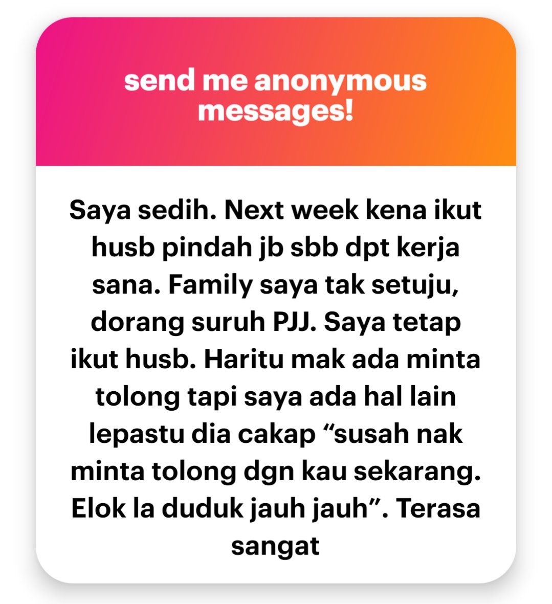 n_azzurajafri's tweet image. Dilema bila dah nikah. Antara pasangan dengan keluarga.
Sejujurnya, saya cenderung merasakan jika ibubapa itu seorang yang memahami, mereka akan lepaskan anak dengan baik pada suami untuk dijaga.
Banyak kaunselor nasihatkan untuk limitkan pjj dan hanya pjj jika ada KEPERLUAN.…
