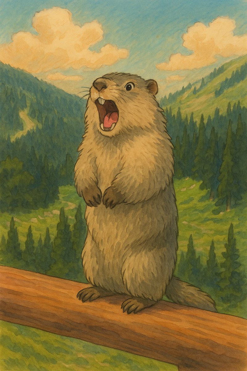 yuki_eliot's tweet image. Screaming Marmot, Studio Ghibli Style