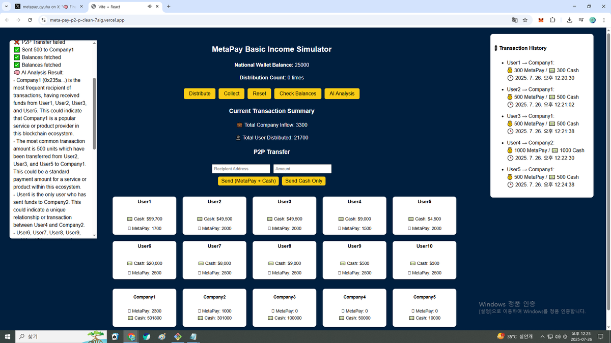 metapay_creator's tweet photo. 🤖 AI-powered Basic Income Simulation!

MetaPay now runs real-time AI checks on:
✅ Frequent recipients
✅ Dominant patterns
⚠️ Unusual behavior
Not just a simulator — a smart UBI testbed.
🔗 Demo: https://t.co/ad07jngKyw
#Web3 #BasicIncome #AI #Hackathon #Metis #OpenAI https://t.co/QI2JNGbrLI