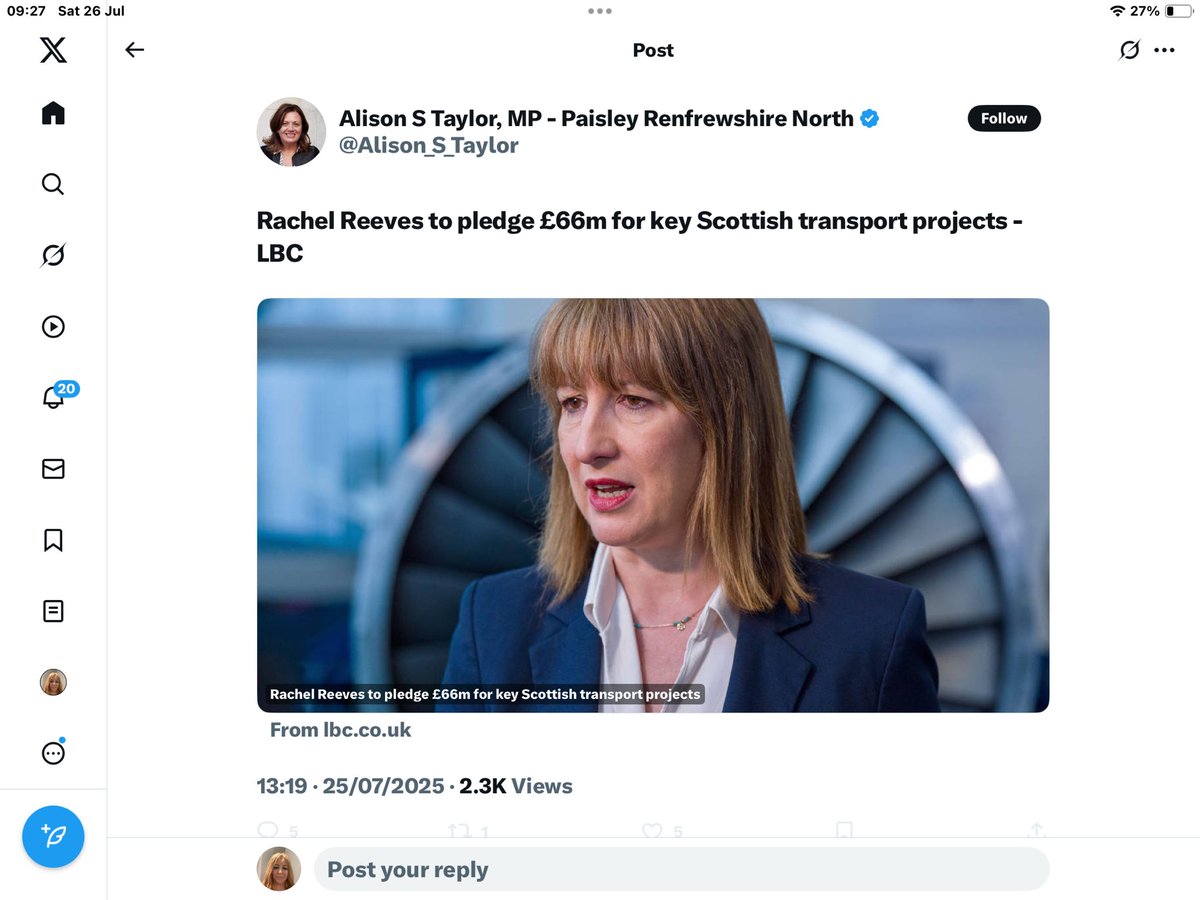 cllrcameron's tweet image. Alison Taylor trying to claim credit for an SNP led Renfrewshire Council project signed off by our former MP, @GavNewlandsSCO and funded by the previous UK gov’t nearly four years ago. Says she’s been working on ‘it’ for 8 years yet she’s only been an MP since last year 😂