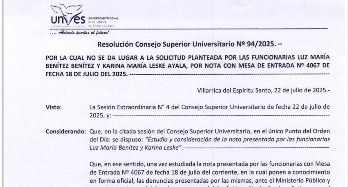 Brutal feudalismo guaireño.

Las dos valientes mujeres que decidieron enfrentar al acosador serial Simón Benítez, reciben la bofetada de los lacayos del mandamás de la UNVES, el que recibe a mujeres en su despacho desnudo de cintura para abajo.

Buenos días Ministro <a href="/MECpy/">MECpy</a>