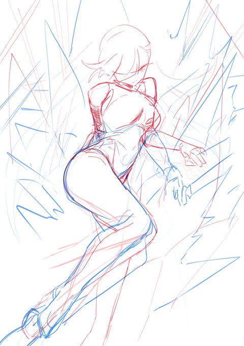 ラフと完成図(model:うめアズマさん) 