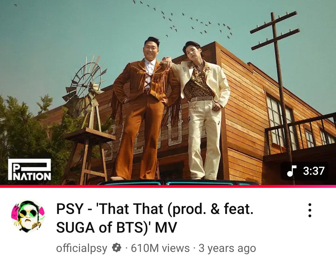 Bangtan7_Stream's tweet image. 📺| “That That (Prod & ft. SUGA of BTS)” official MV by PSY has crossed 610 Million views on Youtube.
youtu.be/8dJyRm2jJ-U?si…