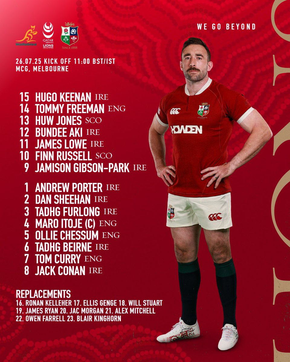 🚨 ¡DIRECTO! 🚨 

🌏🦁🏉 GIRA LIONS AUS '2025 (Partido #2)

🏟 Melbourne Cricket Ground

🇦🇺 AUSTRALIA v B&amp;I LIONS 🏴󠁧󠁢󠁥󠁮󠁧󠁿🇮🇪🏴󠁧󠁢󠁳󠁣󠁴󠁿🏴󠁧󠁢󠁷󠁬󠁳󠁿 
 
📅 26 julio 2025 🕘 12.00h

📺 <a href="/vamos/">Vamos por Movistar Plus+</a> por M+ (dial 8)

🎙Eduardo Téllez y <a href="/ManoloMoriche/">Manolo Moriche</a>