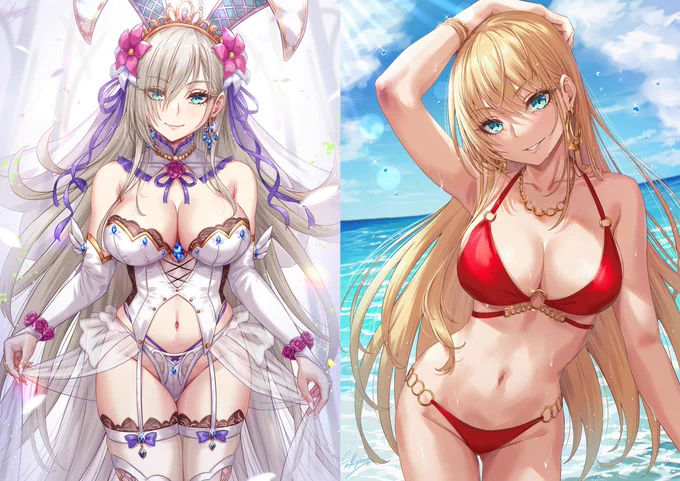 C106新作アクリルプレート予約開始しました!!!! ■ウェディング銀髪バニー ■水着金髪お姉さん よろしくお願いします!!!!