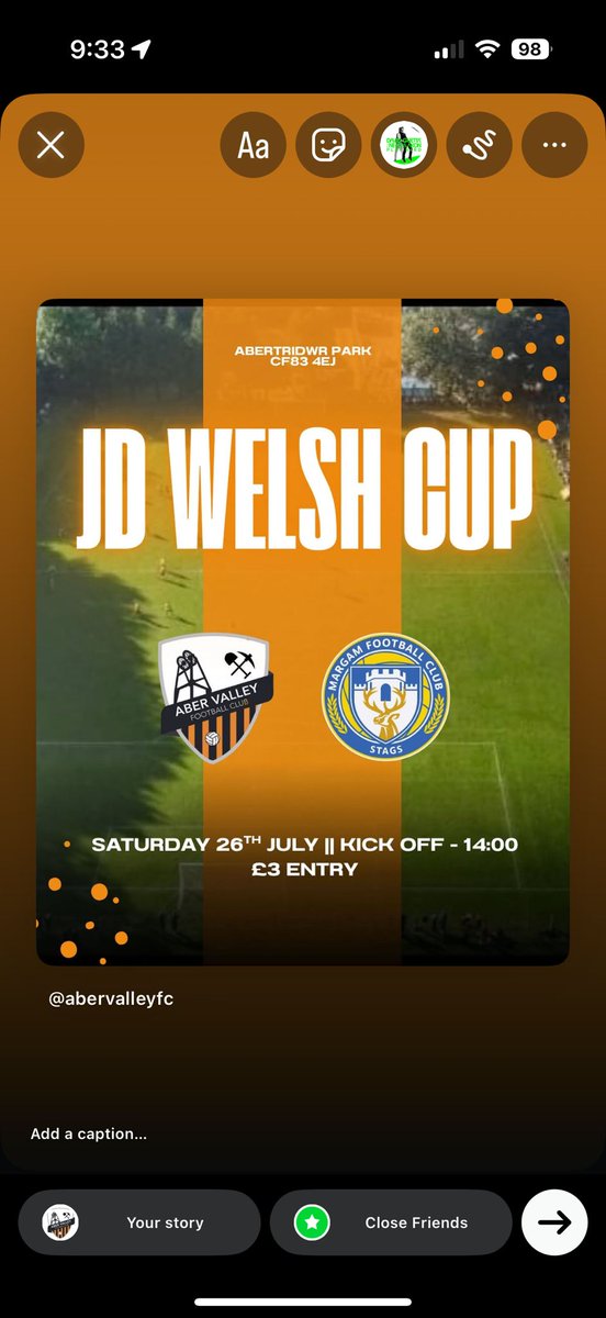 Aber Valley F.C. (@aber_valley_fc) on Twitter photo โฝ๏ธโฝ๏ธMatchdayโฝ๏ธโฝ๏ธ
First competitive game of the season is in the JD Welsh Cup.
We host <a href="/FcMargam/">Margam F.C.</a> as we look to progress. Come down and support the boys in this fixture.
#COTA๐งก๐ค โฝ๏ธโฝ๏ธMatchdayโฝ๏ธโฝ๏ธ
First competitive game of the season is in the JD Welsh Cup.
We host <a href="/FcMargam/">Margam F.C.</a> as we look to progress. Come down and support the boys in this fixture.
#COTA๐งก๐ค