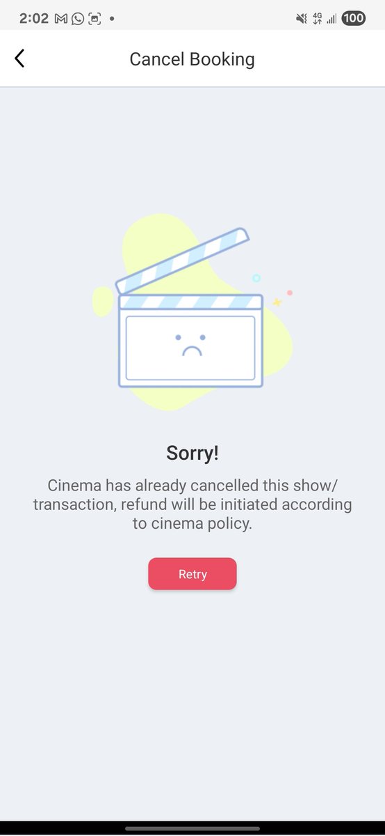 kingg2698's tweet photo. @bookmyshow 

Hi im trying to cancel my movie tickets within the time limit, but I am getting an error that the show is canceled.  Posting it here because I want the refund. Can someone confirm please https://t.co/1YVAYOwnZK