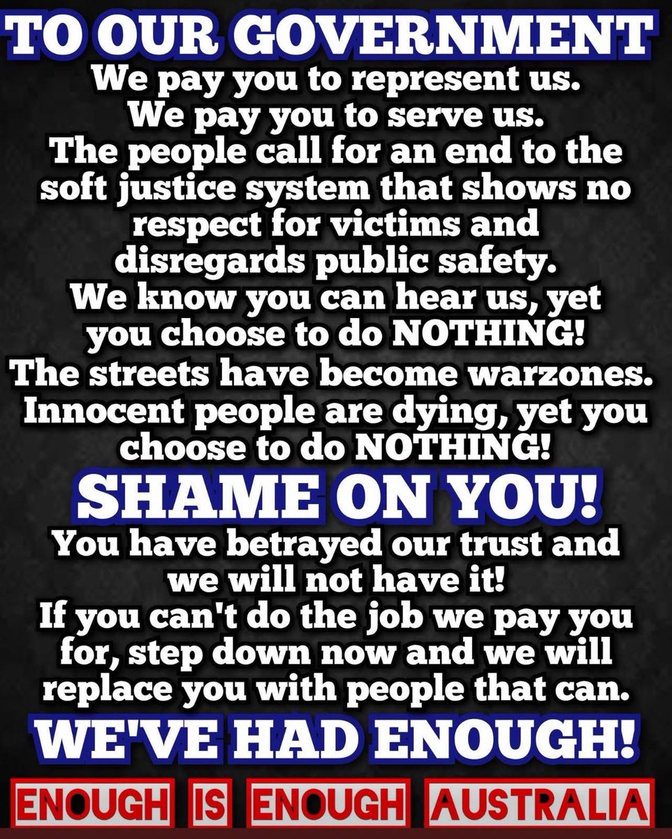 — Jacinta Speaks For Me

If you're not up to the task, step down now.
With thanks
@EnoughisEnoughAustralia
#EnoughisEnoughAustralia