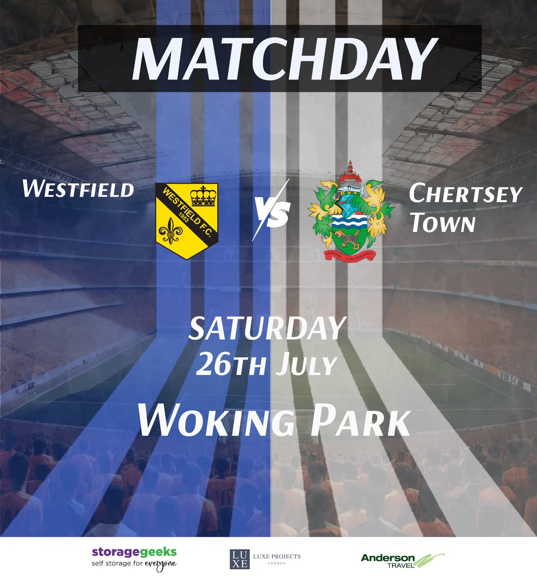 (C)hertsey Town FC (@thecurfews) on Twitter photo IT’S PRE SEASON MATCHDAY
as we make the short journey along the A320 to Woking Park to renew old acquaintances against <a href="/westfield_fc/">Westfield FC</a>
Can the Curfews build on their recent promising pre-season workouts? Hope to see you there to find out!
🗓️ Sat 26th July
🆚 Westfield FC
🕒 IT’S PRE SEASON MATCHDAY
as we make the short journey along the A320 to Woking Park to renew old acquaintances against <a href="/westfield_fc/">Westfield FC</a>
Can the Curfews build on their recent promising pre-season workouts? Hope to see you there to find out!
🗓️ Sat 26th July
🆚 Westfield FC
🕒