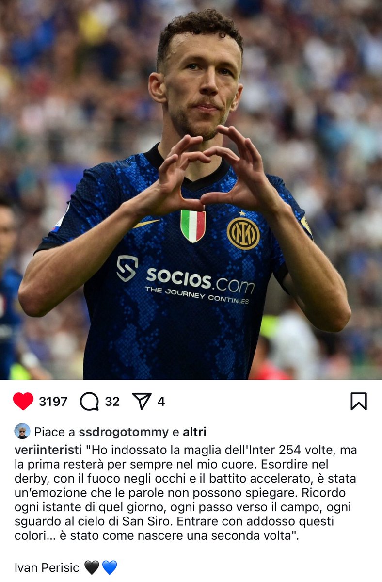 ICMadunina's tweet image. Per un Oriali che dichiara che il suo trofeo più bello è quello vinto col Napoli, c’è un Perisic che ancora non dimentica un istante del suo debutto con l’Inter.
W IVAN! 🖤💙
(Instagram, pagina VeriInteristi)