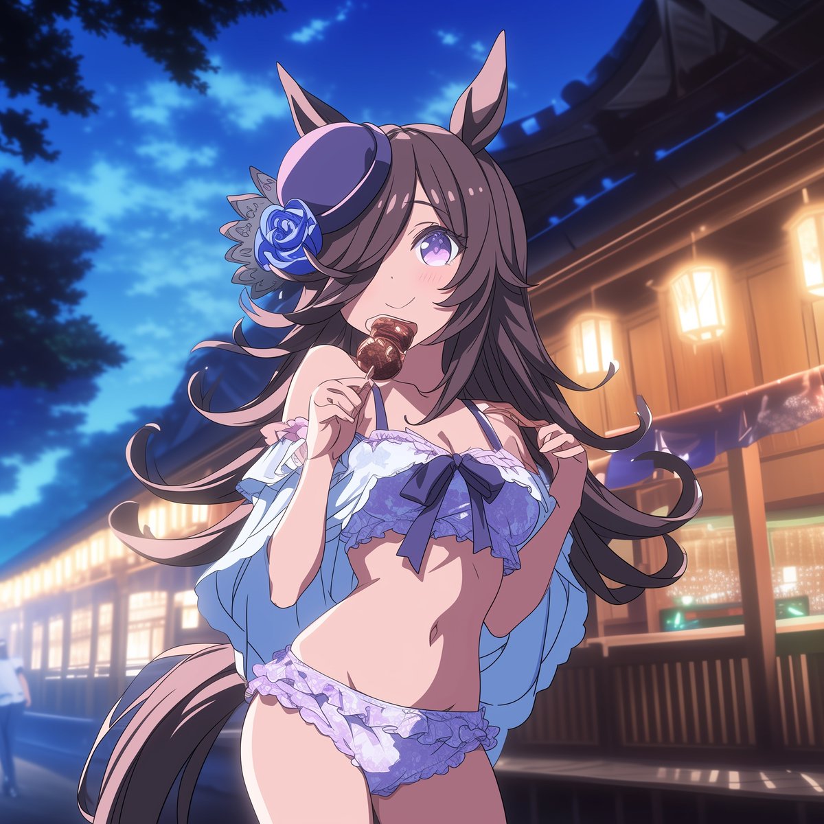 takuma0083's tweet image. マスター🩵
参拝で何をお願いしてたんですか？

え？
らっ💦
ライスのお願いは内緒ですぅ🩵
#ライスシャワー #ウマ娘プリティーダービー #AIart