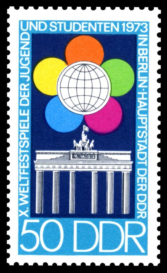 GermanAtPompey's tweet image. 26 July 1973: stamps issued in the GDR to mark East Berlin hosting the tenth World Festival of Youth and Students