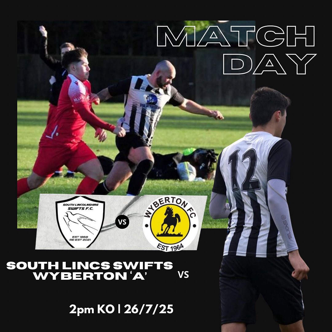 MATCHDAY 🔥

SLS vs Wyberton ‘A’⚽️

Saturday 26th July / 2pm KO⏰🗓️

Knight street Pinchbeck PE113RU📍