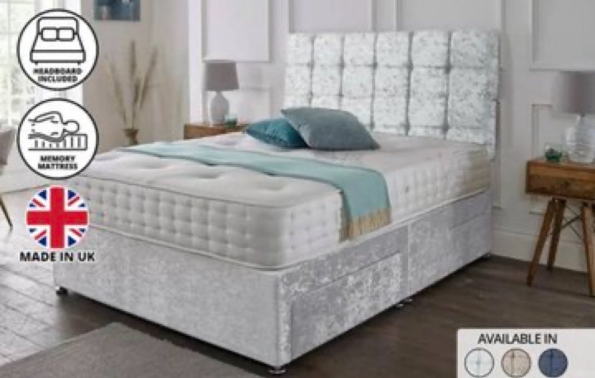 🚨 UP TO 55% OFF 🚨 

Crushed Velvet Divan Bed With Memory Sprung Mattress 😴 

👉 awin1.com/cread.php?awin…