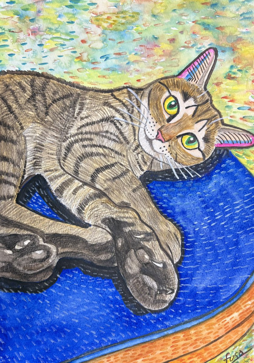 puputaro7's tweet image. 寝ている猫ちゃんを描きました