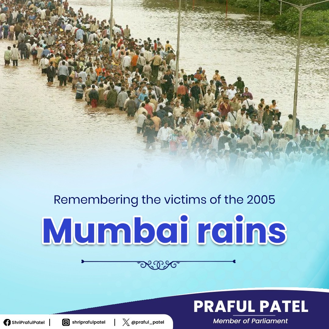 praful_patel's tweet image. Today, we remember the lives lost in the catastrophic Mumbai floods of 2005. Their memory remains in our hearts, reminding us of resilience and unity in the face of tragedy.
#MumbaiRains2005