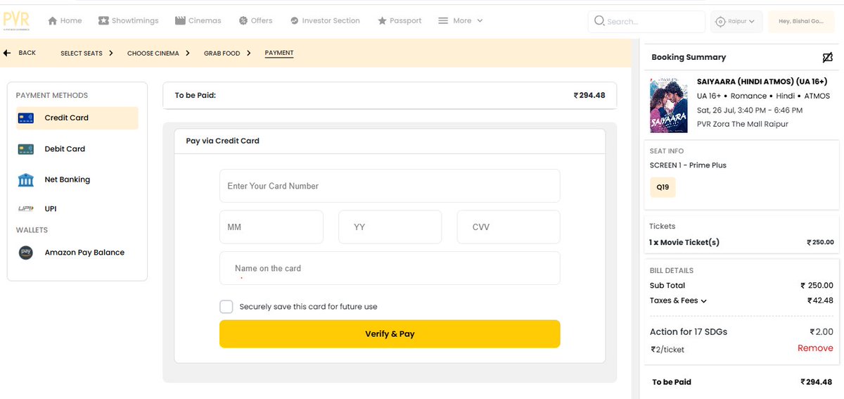 Bishal Goyal (@ommbishal) on Twitter photo hi <a href="/PicturesPVR/">PVR INOX Pictures</a> option t o pay through PVR gift voucer is not showing.
plz see below screenshot hi <a href="/PicturesPVR/">PVR INOX Pictures</a> option t o pay through PVR gift voucer is not showing.
plz see below screenshot
