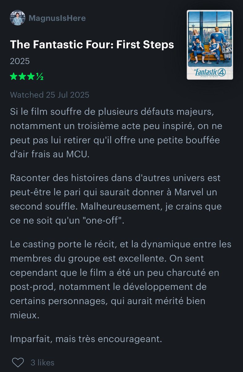 MagnusIsHere's tweet image. Mon avis sur #FantasticFour 

 C’était cool !
