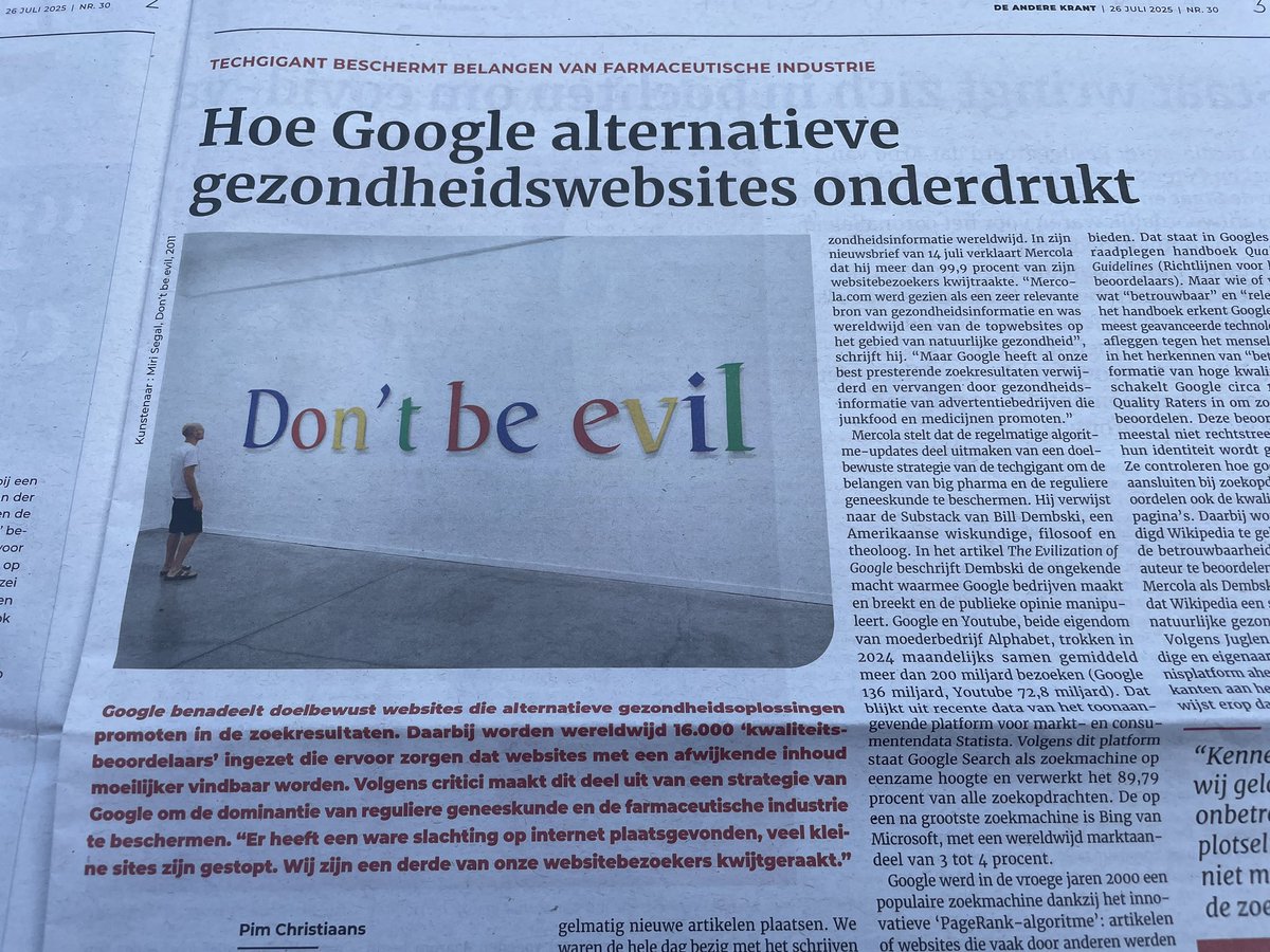marceltelgen's tweet image. Google onderdrukt sinds 2018 alternatieve gezondheidsinfo, stelt De @AndereKrant . Maar stel ik diezelfde vraag aan mijn Google — ChatGPT — dan krijg ik wél inhoud die ertoe doet. Wie bepaalt wat ‘waar’ is? #gezondheid #Google #informatiecontrol