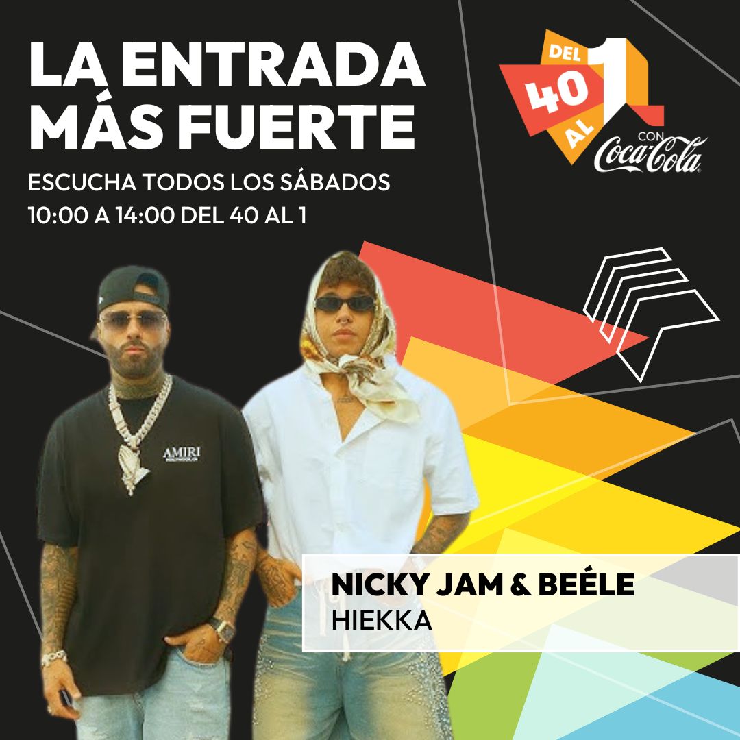 Del40al1_es's tweet image. 👀Cerrando bloque, con Beéle con su nueva colaboración y siendo la entrada más fuerte...
😉NICKY JAM & BEÉLE entran en #Del40al1CocaCola en el puesto #31 en su primera semana en lista.