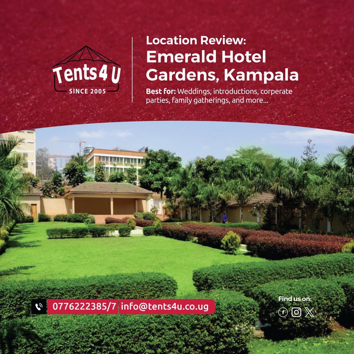Tents4U Ltd (@tents4uganda) on Twitter photo Searching for the perfect event space?
We have got you covered! Every Saturday, we share top spots for weddings, introductions, corporate events, and more.
Stay tuned for great recommendations!
#๐ง๐ฒ๐ป๐๐๐ฐ๐ #๐๐๐ฒ๐ป๐๐๐ฝ๐น๐ฎ๐ป๐ป๐ฒ๐ฟ๐ #๐ฉ๐ฒ๐ป๐๐ฒ๐ Searching for the perfect event space?
We have got you covered! Every Saturday, we share top spots for weddings, introductions, corporate events, and more.
Stay tuned for great recommendations!
#๐ง๐ฒ๐ป๐๐๐ฐ๐ #๐๐๐ฒ๐ป๐๐๐ฝ๐น๐ฎ๐ป๐ป๐ฒ๐ฟ๐ #๐ฉ๐ฒ๐ป๐๐ฒ๐