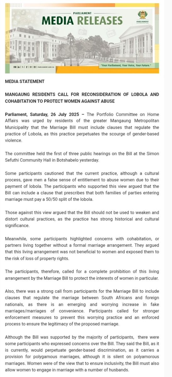 JustSecuCluster's tweet image. MEDIA STATEMENT: MANGAUNG RESIDENTS CALL FOR RECONSIDERATION OF LOBOLA AND COHABITATION TO PROTECT WOMEN AGAINST ABUSE