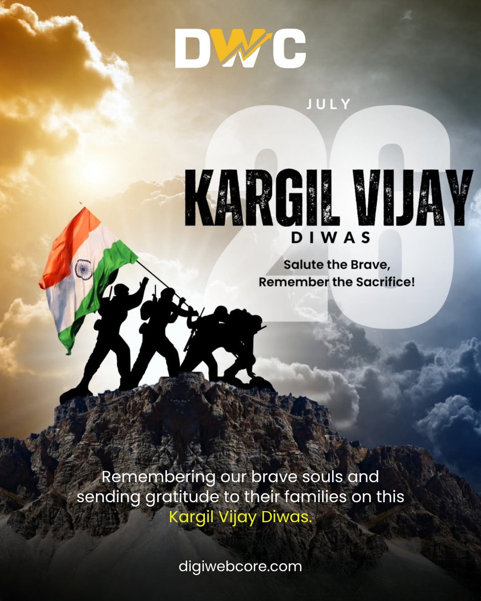 digiwebcore's tweet image. On Kargil Vijay Diwas, let’s remember and thank our brave soldiers who protected our motherland with their lives.🇮🇳
#kargilvijaydiwas #kargilheroes #india
