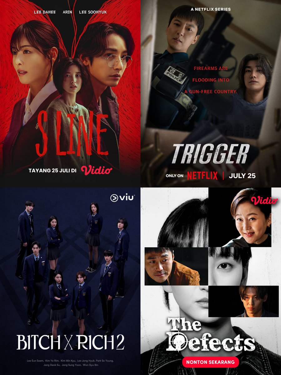kdrama_menfess's tweet photo. Thriller series is now streaming on OTT
⚠️🔥 1. S Line (Vidio)
⚠️🔥 2. Trigger (Netflix)
⚠️🔥 3. Bitch X Rich 2 (Viu)
⚠️🔥 4. The Defects (Vidio)

Kamu lagi nonton yg mana? •kdm•
https://t.co/bFfOnDNlRC