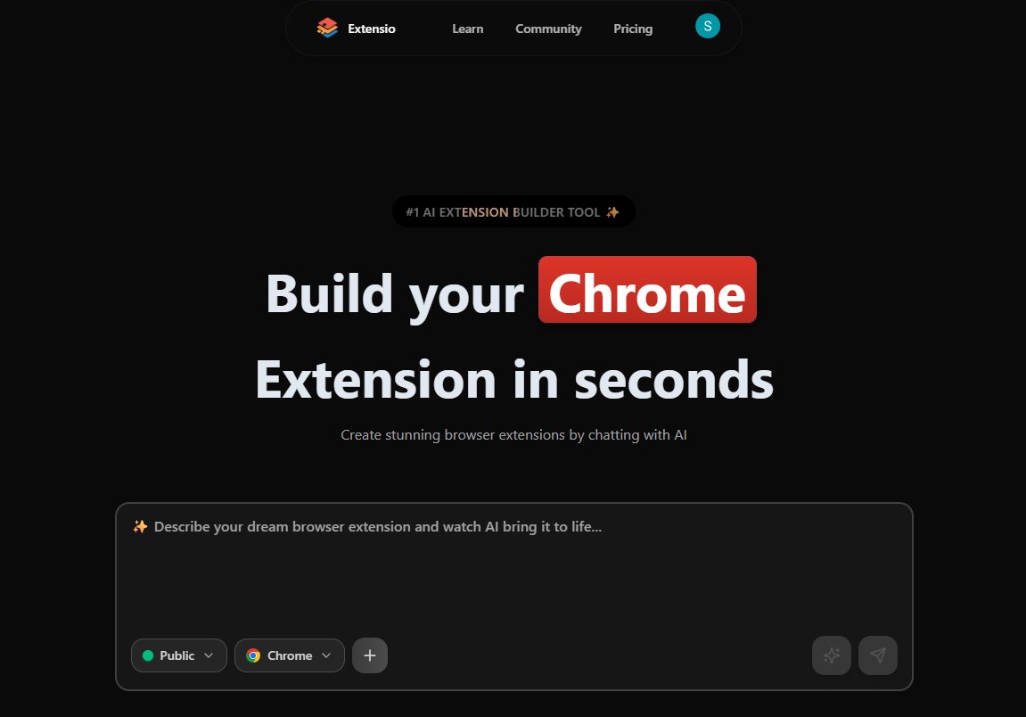 ts2_coder's tweet photo. Been almost 2 months building @extensio_dev, and I seriously can’t wait to drop this.

Building and launching browser extensions is about to be stupid easy. 😎🚀
You’ll be building your extension in seconds. No BS. https://t.co/OcgOHaK4Hf
