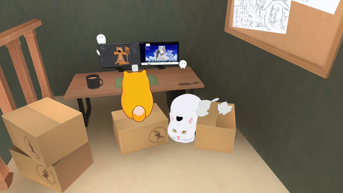 algae73's tweet image. おそうじネコちゃんをしろ丸改変したので、ﾈｺﾁｬﾝとして写真が撮れる！🐈