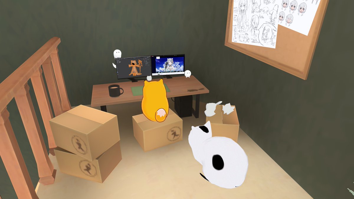 algae73's tweet image. おそうじネコちゃんをしろ丸改変したので、ﾈｺﾁｬﾝとして写真が撮れる！🐈