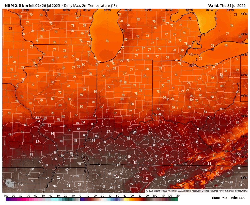 RyanMorseWx's tweet image. Relief on the way next week! Central Indiana will feature highs in the upper 70s and low 80s for Thursday, July 31 & Friday, August 1. Humid air will also be more comfortable.
@WISHNews8