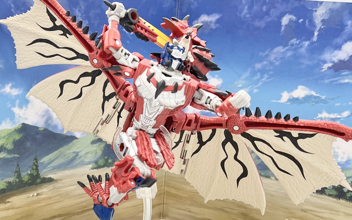 Roborobo2531_Cf's tweet image. リオレウスプライム、これはマジでいいリデコでしょ…!
両形態とも一目でモンハンってわかるし塗装、造形めっちゃ細かいし収納できるマトリクスついてるし…
ちなみにモンハン本編はXXやってたけど1週間でやめましたね
#トランスフォーマー