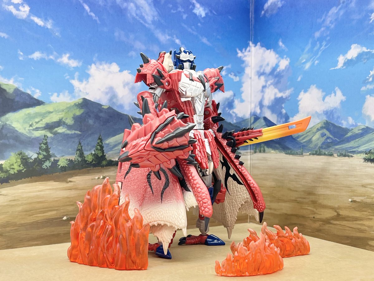 Roborobo2531_Cf's tweet image. リオレウスプライム、これはマジでいいリデコでしょ…!
両形態とも一目でモンハンってわかるし塗装、造形めっちゃ細かいし収納できるマトリクスついてるし…
ちなみにモンハン本編はXXやってたけど1週間でやめましたね
#トランスフォーマー