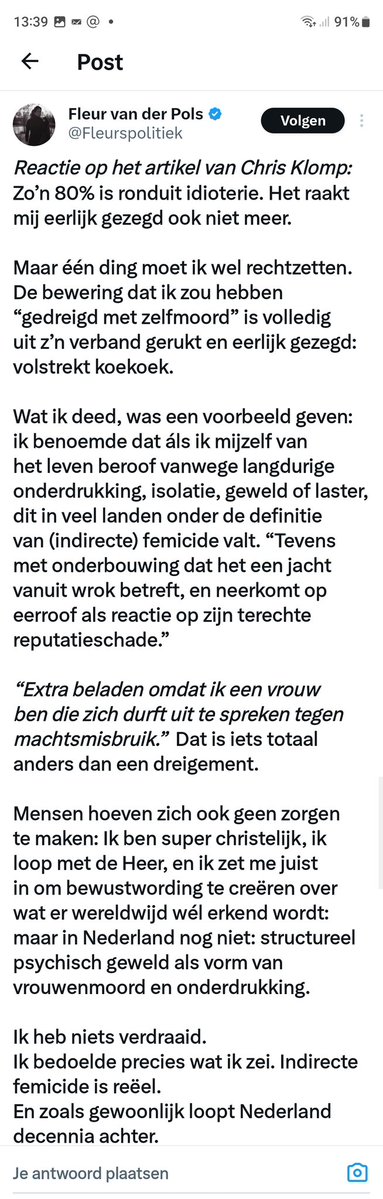 Charlot2409's tweet image. Het is weer 1 grote leugen van #ZeurFleur aka @fleurspolitiek. Als het echt niet interesseert schreef je niet zo'n jank verhaal