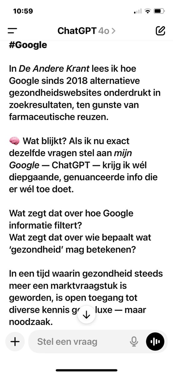 marceltelgen's tweet image. ChatGPT #ChatGPT is mijn Google. Veel betrouwbaarder en niet gestuurd door commercie.
